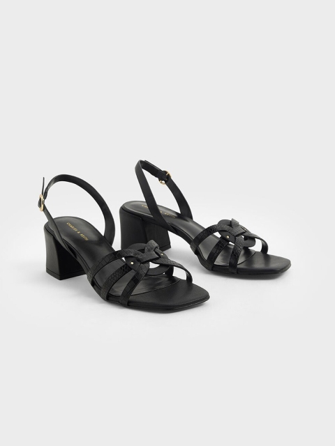 

CHARLES & KEITH Women Black Solid Sandals