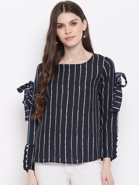 

Mayra Women Navy Blue Striped Top