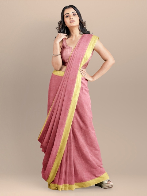 

BharatSthali Pink Woven Design Bhagalpuri Sustainable Saree