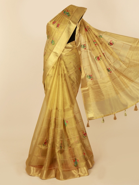 

Pothys Gold-Toned Woven Design Polycotton Saree