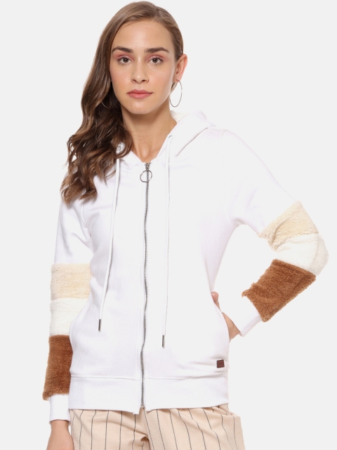 

Campus Sutra Women White Solid Sweatshirt