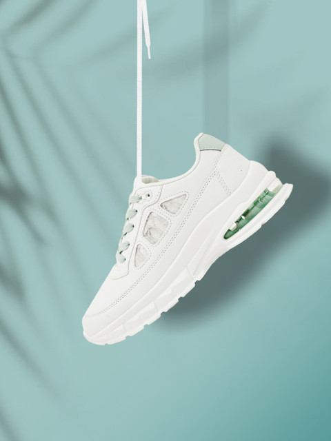 

shoexpress Women White 7 Green Walking Shoes