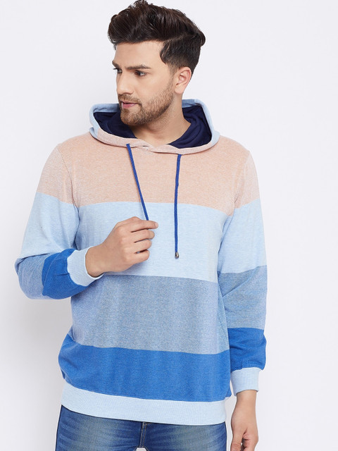 

Bishop Cotton Men Blue Striped Sweatshirt