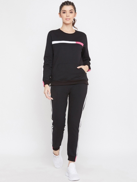 

Bishop Cotton Women Black Solid Tracksuit