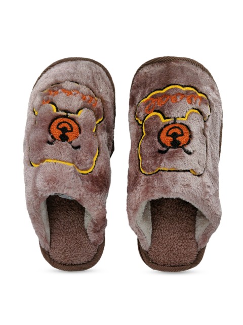 

Pampy Angel Men Brown & Orange Embroidered Fur Room Slippers