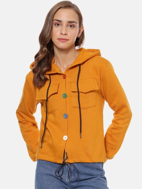 

Campus Sutra Women Mustard Yellow Solid Sweatshirt
