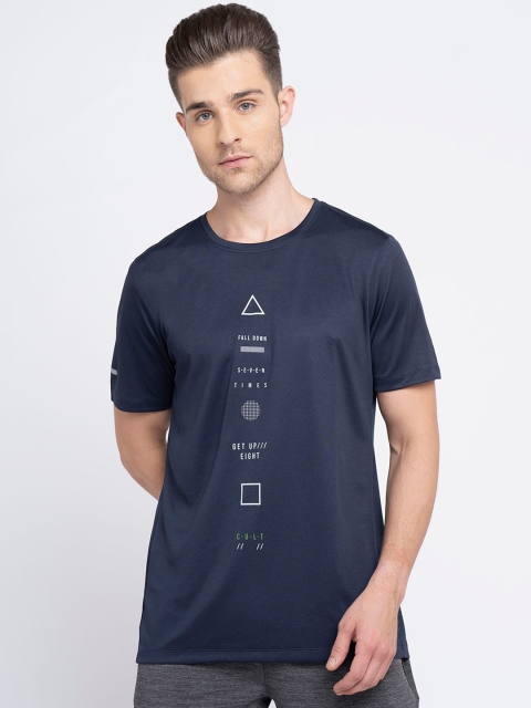 

Cultsport Men Navy Blue Printed Round Neck T-shirt