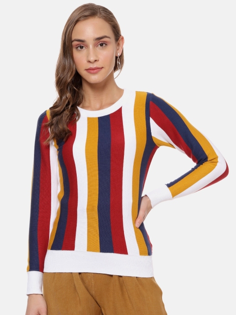 

Campus Sutra Women Multicoloured Striped Sweatshirt, Multi