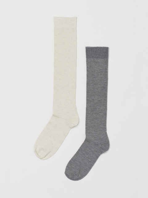 

H&M Women 2-Pack Knee Socks, Beige