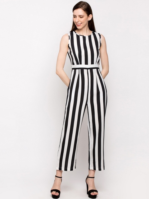 

Slenor Women Black & White Striped Jumpsuit