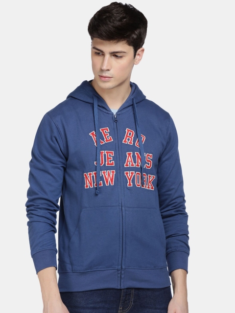

Aeropostale Men Blue Printed Hooded Sweatshirt