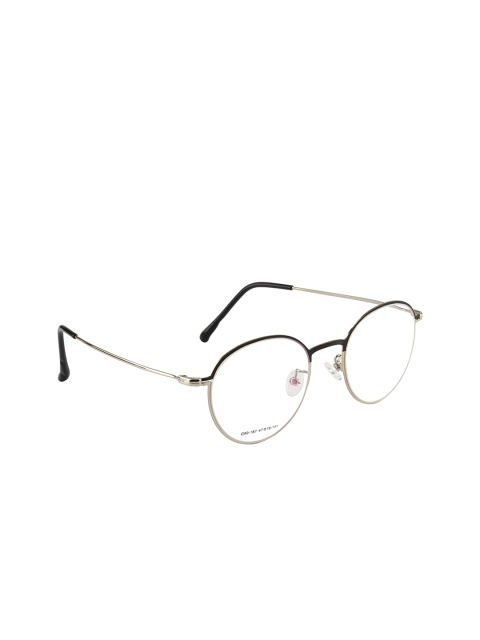 

Clark N Palmer Unisex Silver-Toned Solid Full Rim Oval Frames CNP-G90182-C2, Black