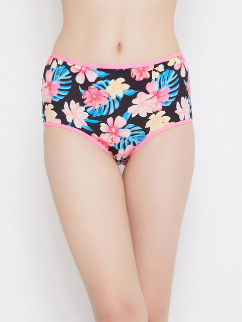 

Clovia Women Pink & Blue Floral Printed Hipster Brief-PN3037F19S
