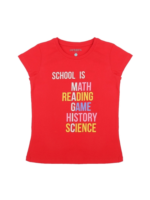 

Pantaloons Junior Girls Red Printed Round Neck T-shirt