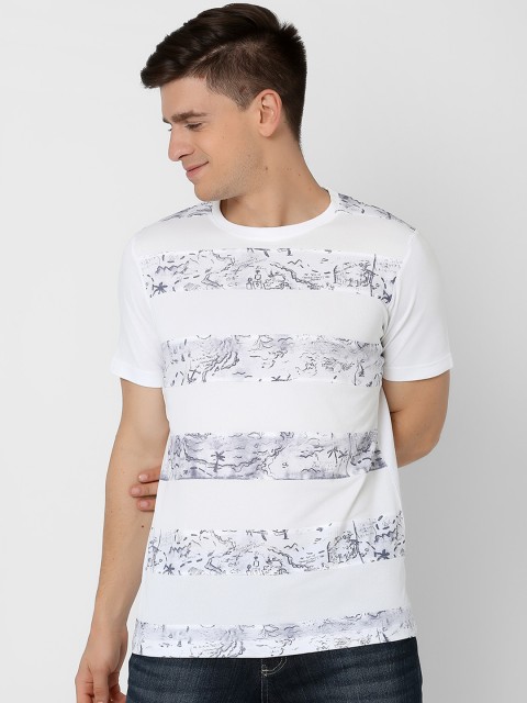 

MARCA Disati Men White Printed Round Neck T-shirt