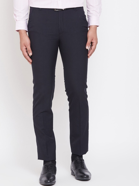 

Canary London Men Navy Blue Slim Fit Solid Formal Trousers
