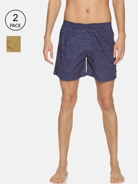 

IVOC Men Pack of 2 Blue & Mustard Yellow Printed Pure Cotton Boxers IOMBSCMSC07L34-7