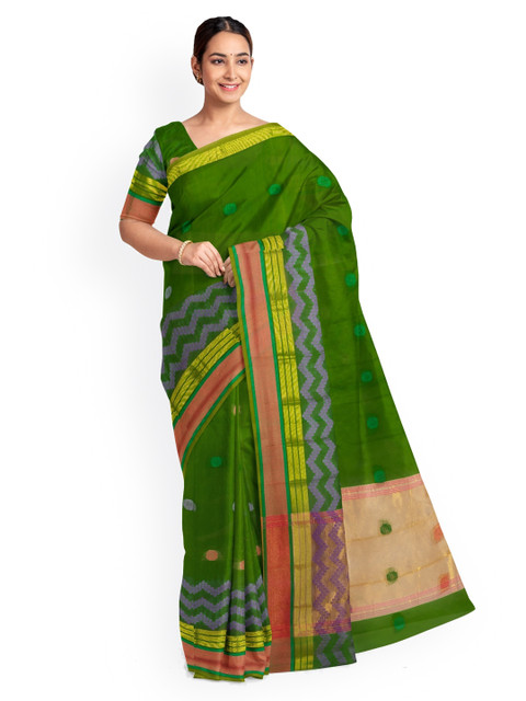 

KLM Fashion Mall Green Woven Design Saree