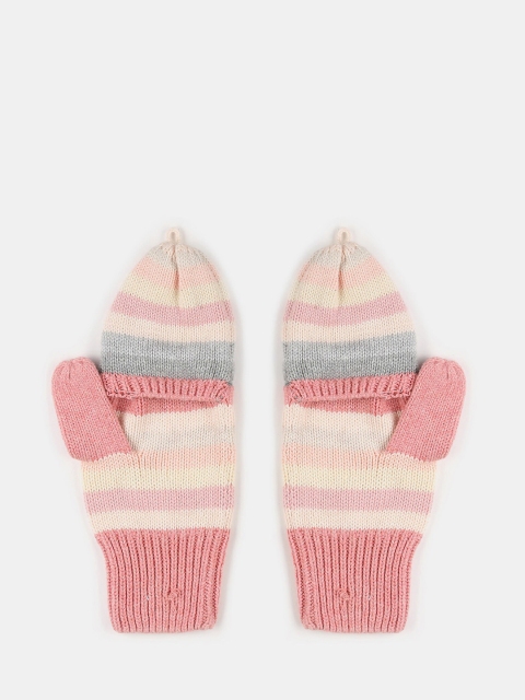 

GAP Girls Acrylic Peach & Cream Striped Convertible Mittens
