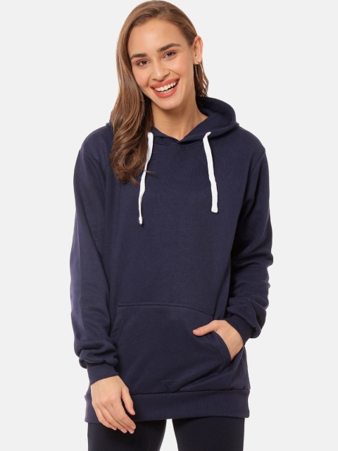 

Campus Sutra Women Blue Solid Hooded Sweatshirt