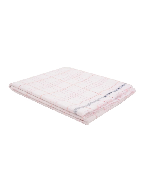 

Raymond Men Off-White & Red Checked Unstitched Shirt Fabric With Gift Packing Box