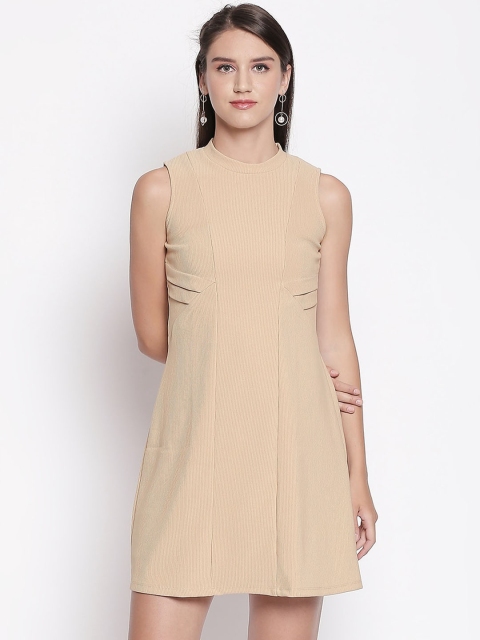 

Mesmerize Women Beige Solid A-Line Dress