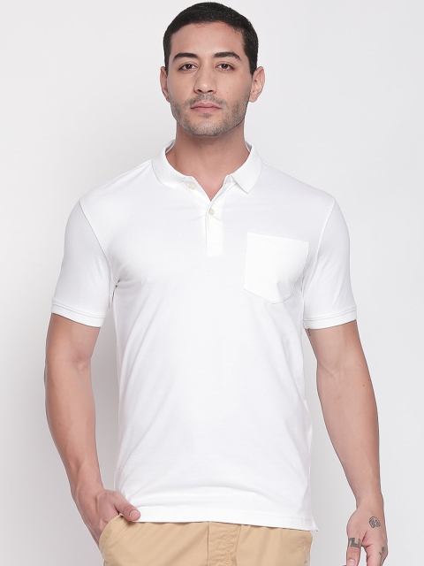

BYFORD by Pantaloons Men White Solid Polo Collar T-shirt