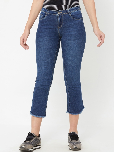 

Kraus Jeans Women Blue Flared Mid-Rise Clean Look Jeans