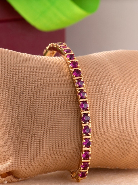 

Estele Women Gold Plated & Pink Handcrafted American Diamond Studded Bracelet
