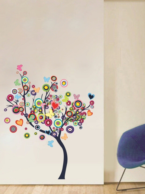 

WALLSTICK Multicolored Abstract Tree Large Vinyl Sticker, Multi