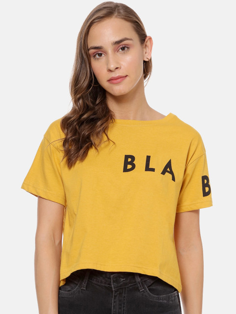 

Campus Sutra Women Yellow Printed Top