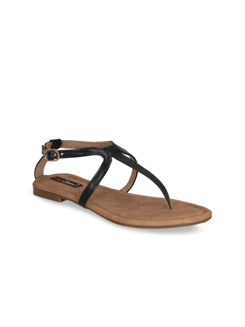 

Get Glamr Women Black Textured T-Strap Flats
