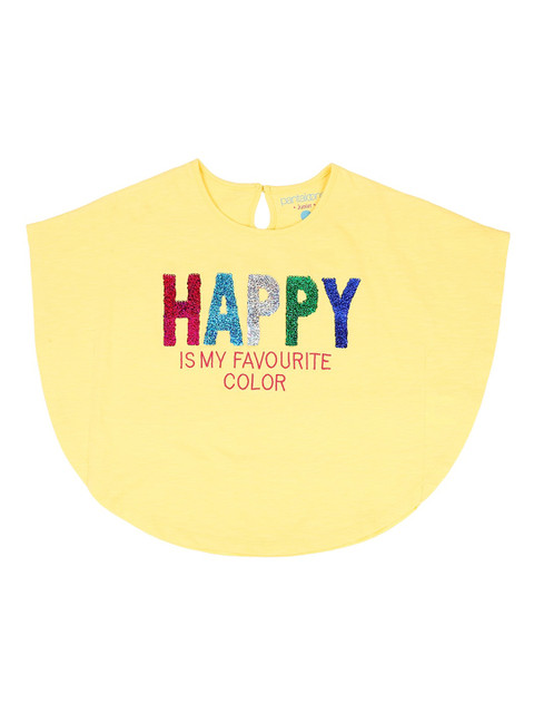 

Pantaloons Junior Girls Yellow Printed Round Neck T-shirt