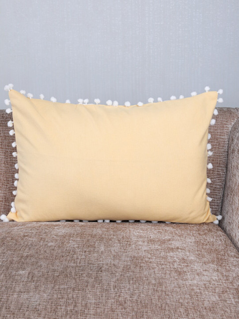 

My Gift Booth Yellow & White Pom-Pom Rectangular Cushion Cover