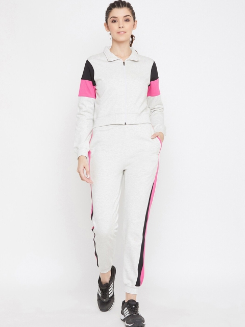 

Bishop Women Off White & Pink Solid Tracksuit
