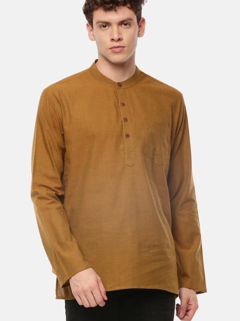 

RAMRAJ COTTON Men Mustard Solid Straight Kurta
