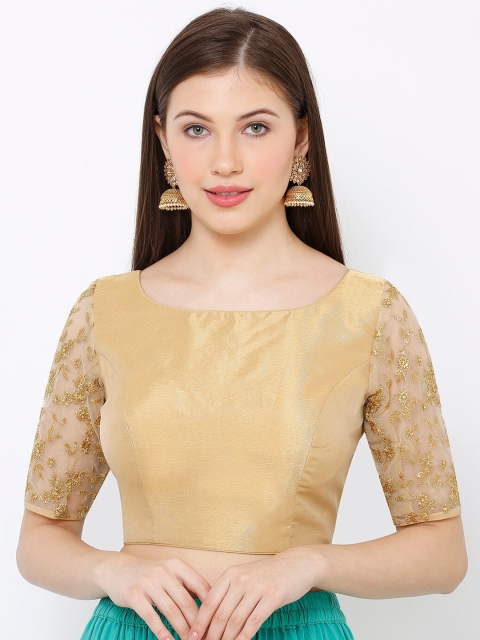 

SALWAR STUDIO Women Gold-Coloured Embroidered Readymade Saree Blouse