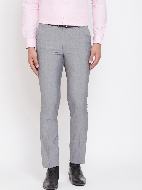 

Canary London Men Grey Slim Fit Solid Formal Trousers