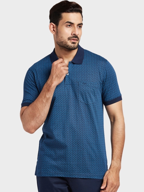 

ColorPlus Men Blue Printed Polo Collar T-shirt