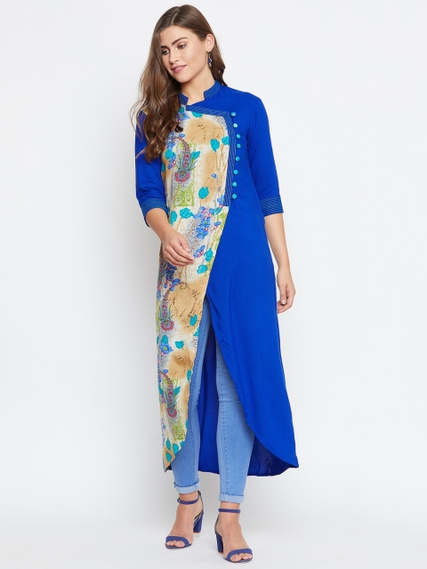 

Castle Women Blue Floral Printed A-Line Kurta