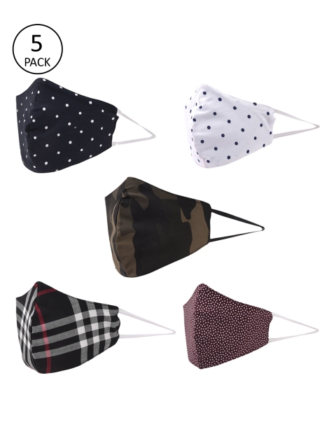 

Lioncrown Pack of 5 Printed 3-Ply Reusable Cloth Masks, White