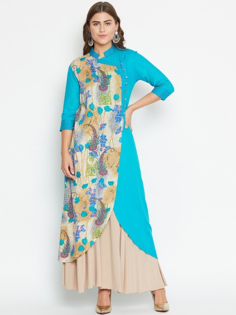 

Castle Women Turquoise Blue Printed A-Line Kurta