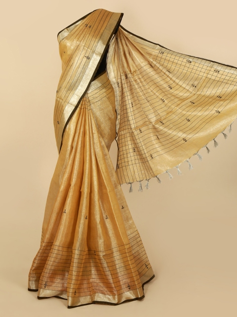 

Pothys Gold-Toned Woven Design Pure Linen Saree