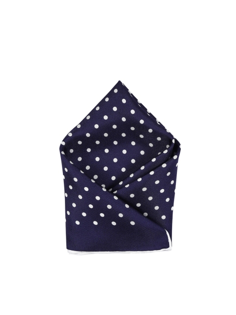 

Arrow Men Navy Blue & White Polka Dots Printed Pocket Square
