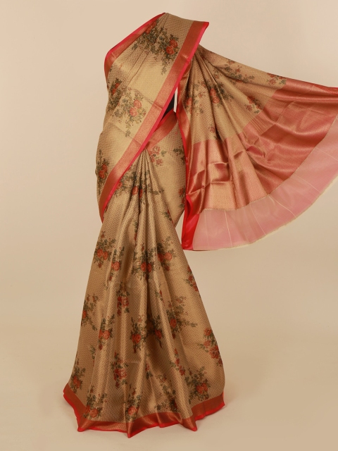 

Pothys Gold-Toned & Red Tissue Printed Saree