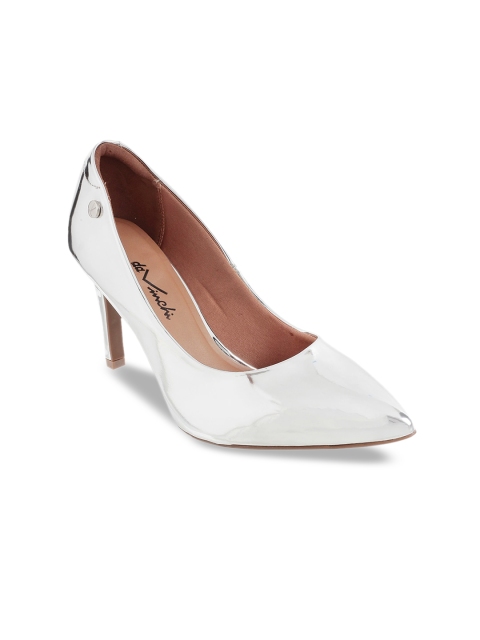 

DAVINCHI Women Silver-Toned Solid Pumps