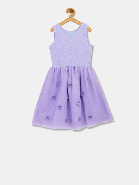 

The Childrens Place Girls Purple Self Design Fit and Flare Dress