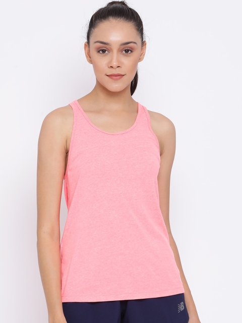 

New Balance Women Pink Solid Round Neck T-shirt