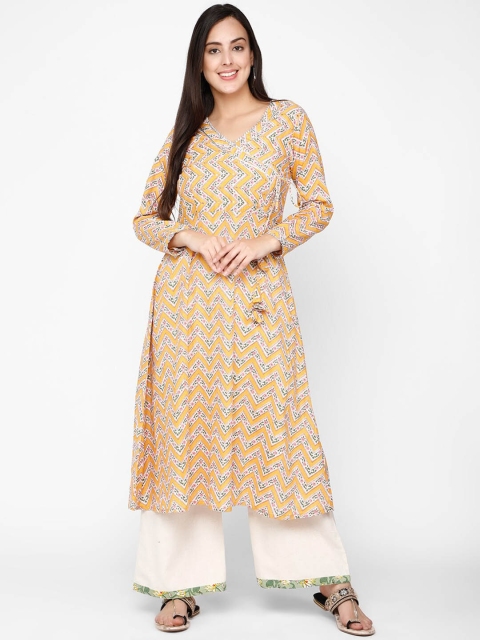 

Molcha Women Yellow & Off-White Printed Kurta with Palazzos