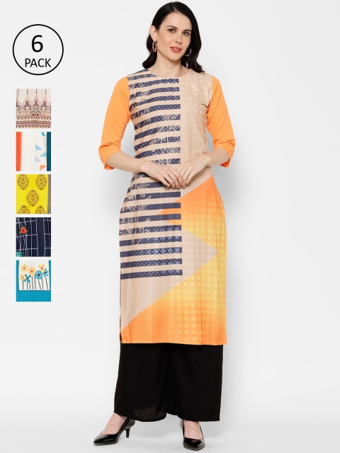 

7Threads Women Multicoloured Striped Kaftan Kurta, Multi